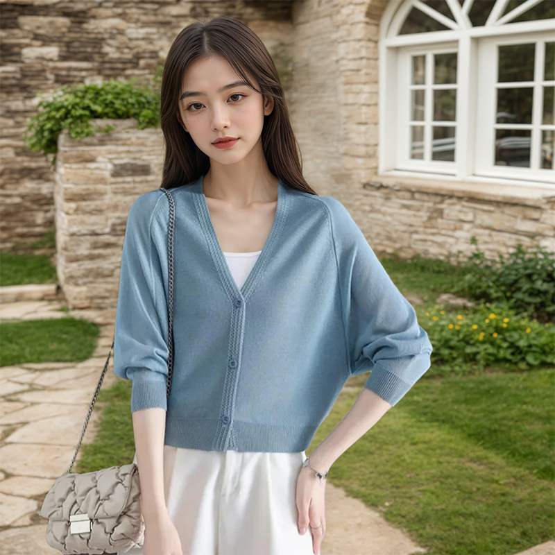 冰丝针织衫防晒开衫薄款外套女夏季新款宽松百搭小个子空调衫上衣