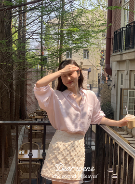 Dear wednesday.玫瑰半身裙女夏季新款高腰显瘦a字包臀拼接雪纺裙