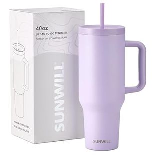 Handle Tumbler Coffee Straw SUNWILL and With Lid
