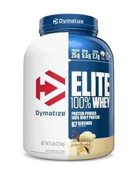 Dymatize Elite 100% Whey Protein Powder， 25g Protein， 5.5