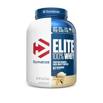 Dymatize Elite 100% Whey Protein Powder， 25g Protein， 5.5
