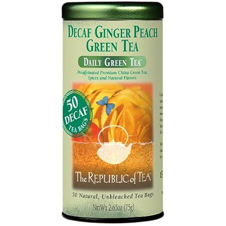 The Republic of Tea Decaf Ginger Peach Green Tea， Tin of