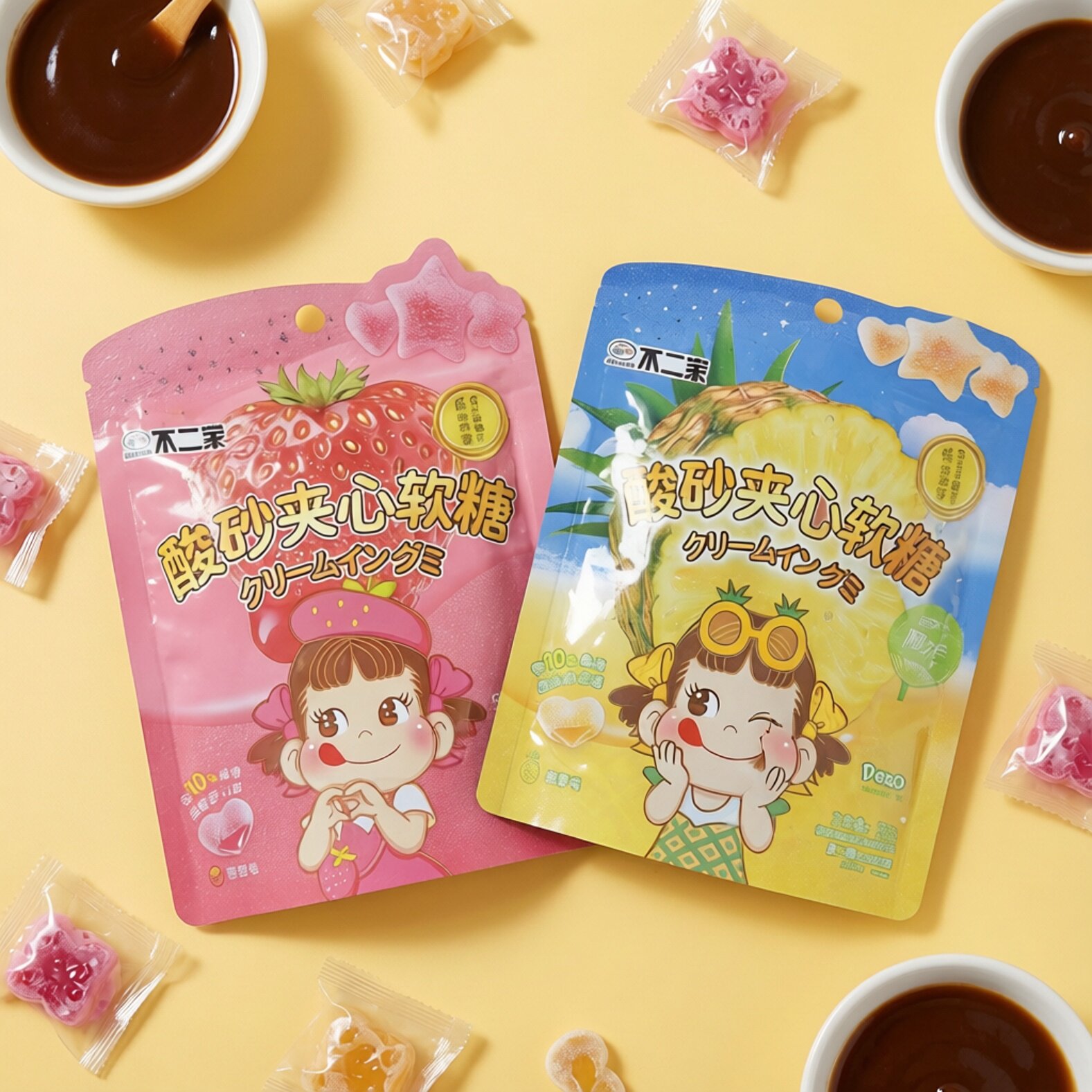 【限用日期2026.9.14】菠萝味 草莓味酸砂夹心软糖系列