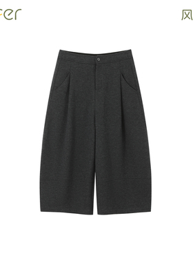 BBFER本依凡冬款宽松阔腿休闲裤0212加厚女裤八分裤