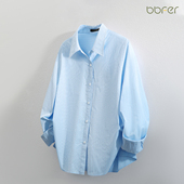 细条纹长袖 BBFER本依凡2026春宽松学院风格 纹衬衫 开襟衬衣女0011