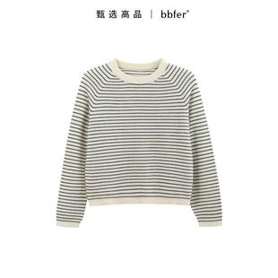 宽松圆领套头打底衫 女条纹毛针织衫 SSSZZ0020 新款 bbfer本依凡冬季
