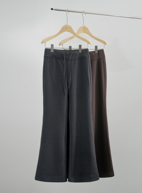 Bbfer本依凡冬款女士微喇裤简约高腰休闲长裤加绒加厚0215