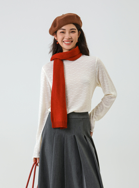 bbfer本依凡冬亲肤舒适白色半高领长袖针织衫打底衫内搭女0055