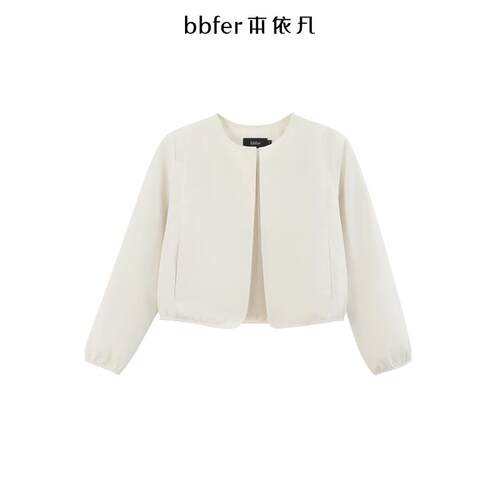 bbfer本依凡25年春季外套女圆领简约无领敞开式夹克上衣WYSWT0136