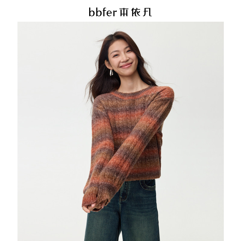 bbfer本依凡冬季针织衫女圆领套头毛衣复古慵懒宽松上衣SSSZZ0222,女装/女士精品,毛针织衫,淘宝优惠券,粉丝福利购,淘宝优惠卷