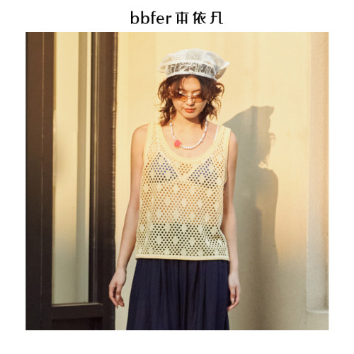 bbfer本依凡WESZZ0027夏季针织马甲女韩版无袖背心叠穿镂空马夹