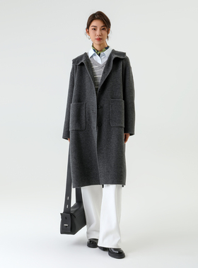 bbfer本依凡冬季中长款双面呢大衣绵羊毛呢子大衣外套女0252