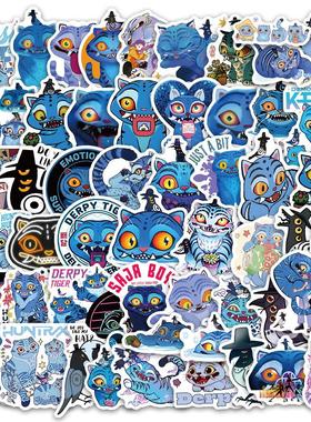 跨境新款K-POP猎魔女团蓝色小呆虎戴帽喜鹊儿童diy贴纸奖励玩具