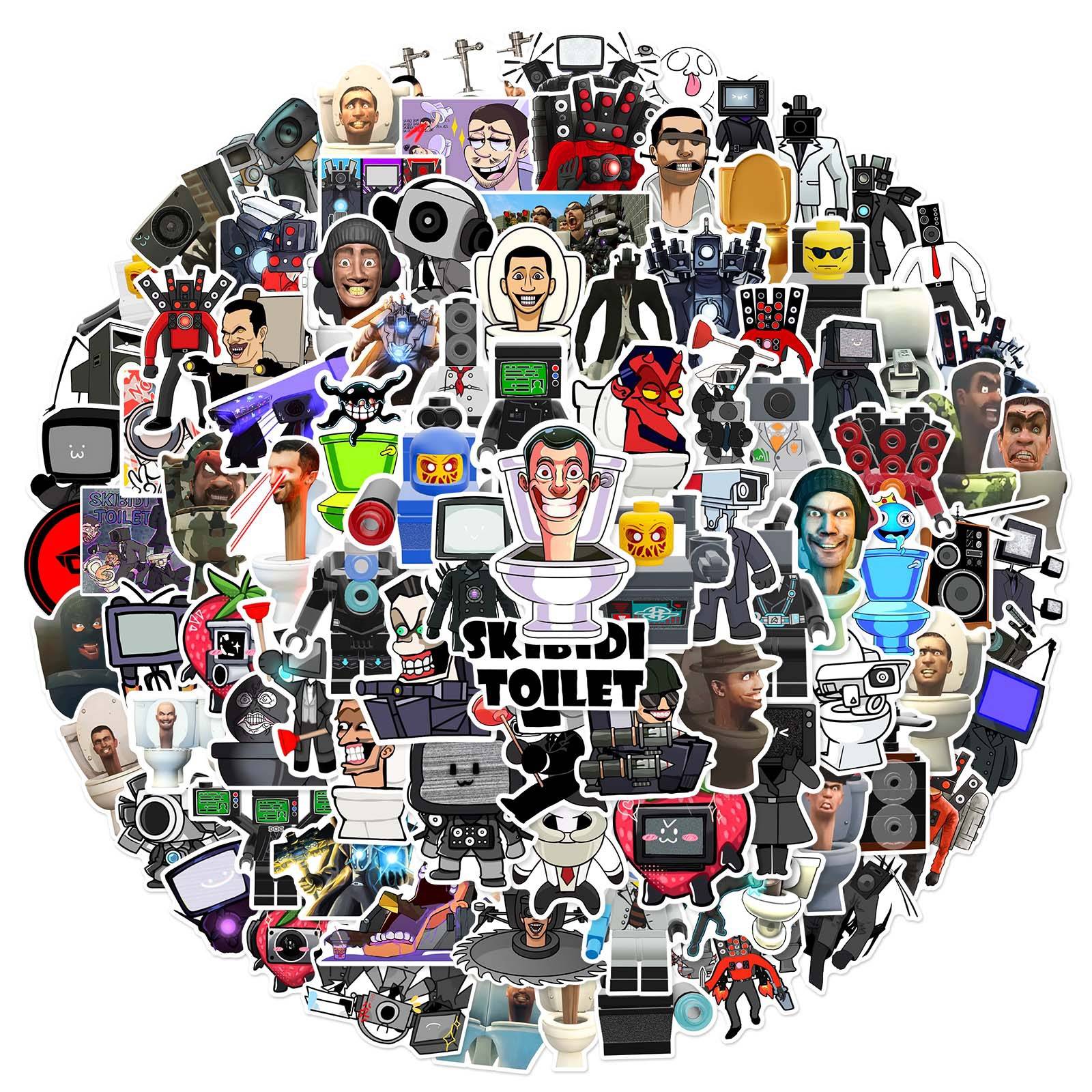 100张马桶人大战监控人vs摄像人贴纸平板滑板车头盔涂鸦防水贴画