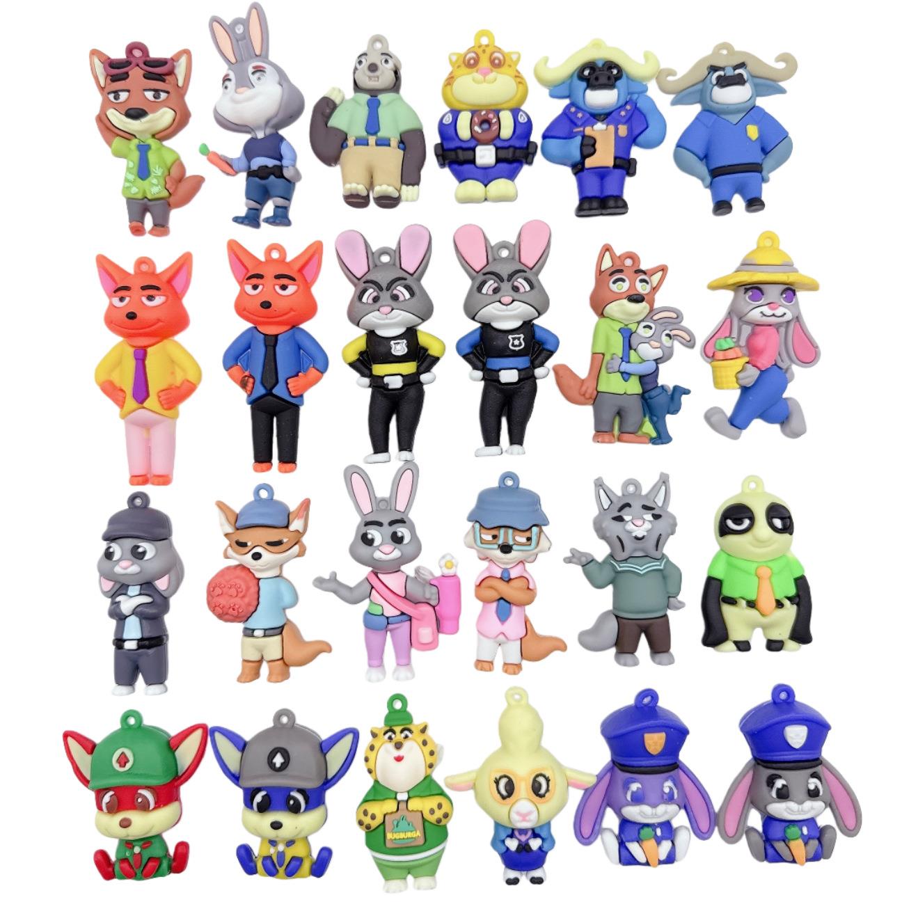 跨境爆款疯狂动物城钥匙扣挂件卡通朱迪尼克公仔盲盒精致背包挂饰