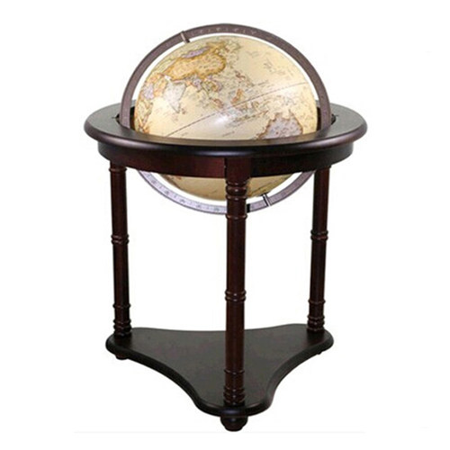 【专业出社】43cm落地木座地球仪仿古 立体浮雕球面 标准教学古典地球仪