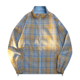 JK89新款男士两面穿格纹短款夹克男美式复古休闲外套P60，男装夹克，星座1615-1