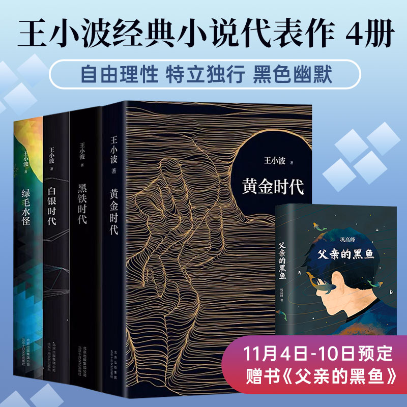 王小波经典小说代表作 4册黄金时代白银时代黑铁时代绿毛水怪精装版当代文学经典新经典