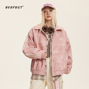 CASEYBOY条纹麂皮绒外套男女秋季350G重磅翻领高街潮流宽松夹克