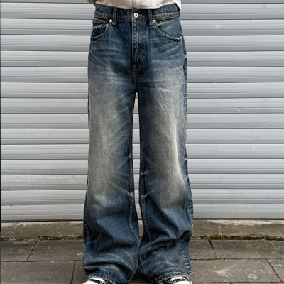 直筒A字2021M水洗牛仔裤cleanfit