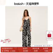 度假风女吊带连身衣连体裤 bash春季 蝶恋兰香双色印花法式 1E25AVER