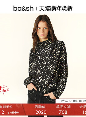 bash春季谧影游点法式优雅不规则波点衬衫女上衣1H25DELP