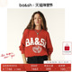 bash春季 复古新年红色法式 字母logo基础卫衣套头圆领上衣1H24BENJ