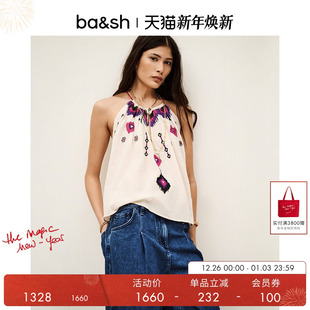 挂脖吊带背心度假风无袖 法式 宽松上衣1E25PELA 夏季 bash2025新款