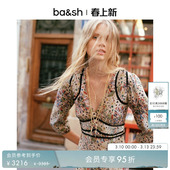 裙子连衣裙1H24FAZI 度假风V领收腰女装 bash春季 烟花乐园印花法式