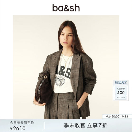 ba&sh英伦风格纹复古法式外套