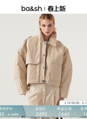 bash春季复古英伦风大衣巴恩风穿搭设计感气质女士短外套1H23KORE