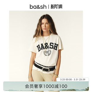 通勤穿搭字母印花休闲法式 短袖 棉质正肩T恤1H24IONI 女款 bash春季