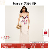 bash夏季 波西米亚度假风露背V领无袖 连衣裙吊带连身长裙1E25POEM