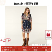 复古度假风印花连衣裙女装 bash春季 裙子法式 V领连身裙1H24LEVI