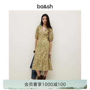 慵懒度假印花泡泡袖 连衣裙女1E26PANY 南法小金盏法式 bash2026新款