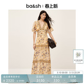 短袖 波西米亚风连衣裙女装 V领印花连身长裙1E25ALIA 法式 bash春季