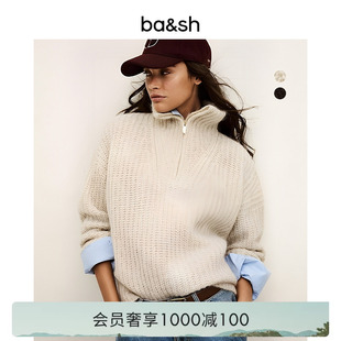 法式 蔡文静同款 bash冬季 上衣1H25BELT 拉链高领毛衣女士针织衫