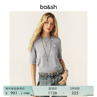 法式 bash春季 2件8折 女1E25BREN 短袖 针织衫 简约圆领套头修身
