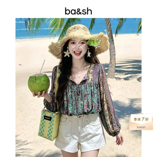 【季末7折】bash2026新款夏季凡尔赛织梦度假风衬衫上衣1E26PAMI