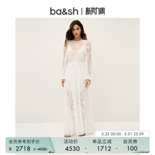 bash春季 假日wedding纯白蕾丝派对露背年会礼服长裙1E25CYCL 法式