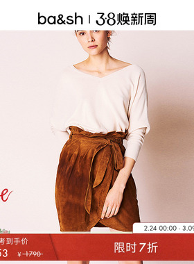 【限时7折】bash春季法式露背蝙蝠袖针织衫上衣女士bash1E20ELSY