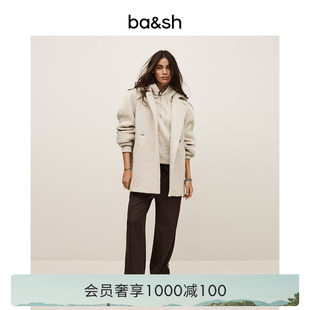 简约纹理感通勤双排扣大衣女绵羊毛混纺毛呢外套1H25OLSO bash冬季