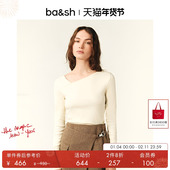 气质斜领内搭女棉质上衣白T打底1E25OLTA 法式 2件8折 bash春季