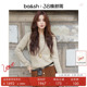 bash春季 上衣女士复古杂糅纹理毛衣1H25RACH 简约燕麦色套头针织衫