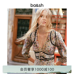 度假风V领收腰女装 裙子连衣裙1H24FAZI 烟花乐园印花法式 bash春季