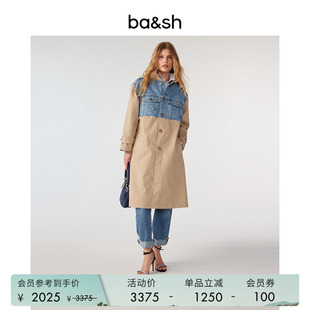 牛仔拼接外套中长款 风衣设计感休闲风外套女1E24TOMY 法式 bash春季