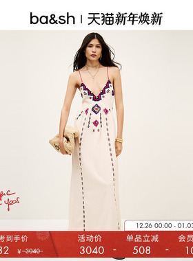 bash夏季法式连衣裙波西米亚风女装吊带连身长裙1E25POEM
