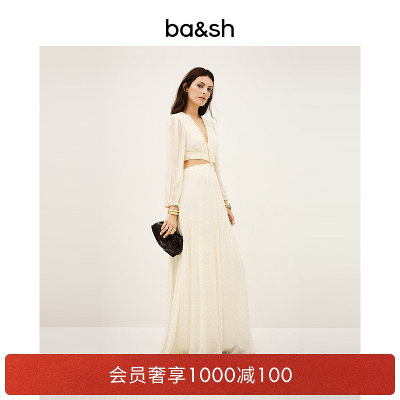 bash2025新款秋季法式优雅wedding气质感薄纱连衣裙长裙1H25MARR