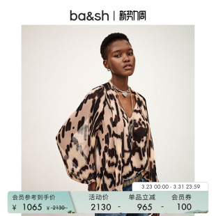 气质女上衣衬衫 复古印花系带领小衫 1H25ALOF 几何花韵法式 bash春季