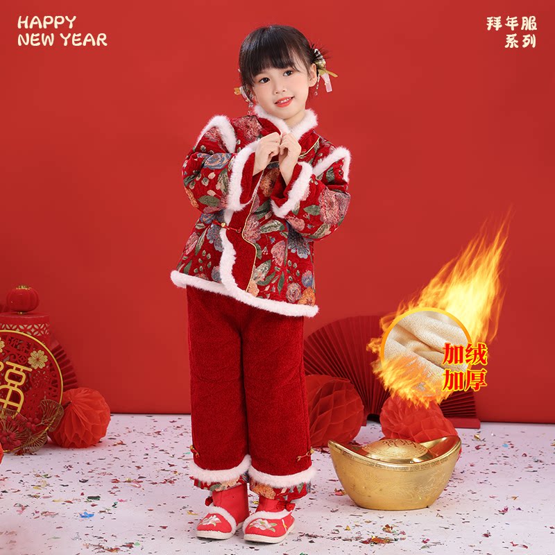 女童喜庆拜年服2026新款秋冬唐装